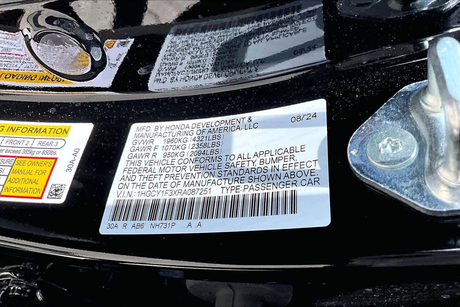 Used 2024 Crystal Black Pearl Honda EX image 35