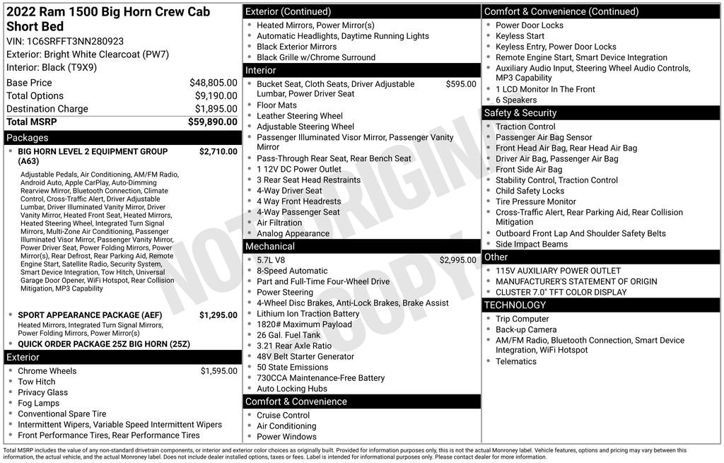Certified Used 2022 White Ram Big Horn/Lone Star image 6