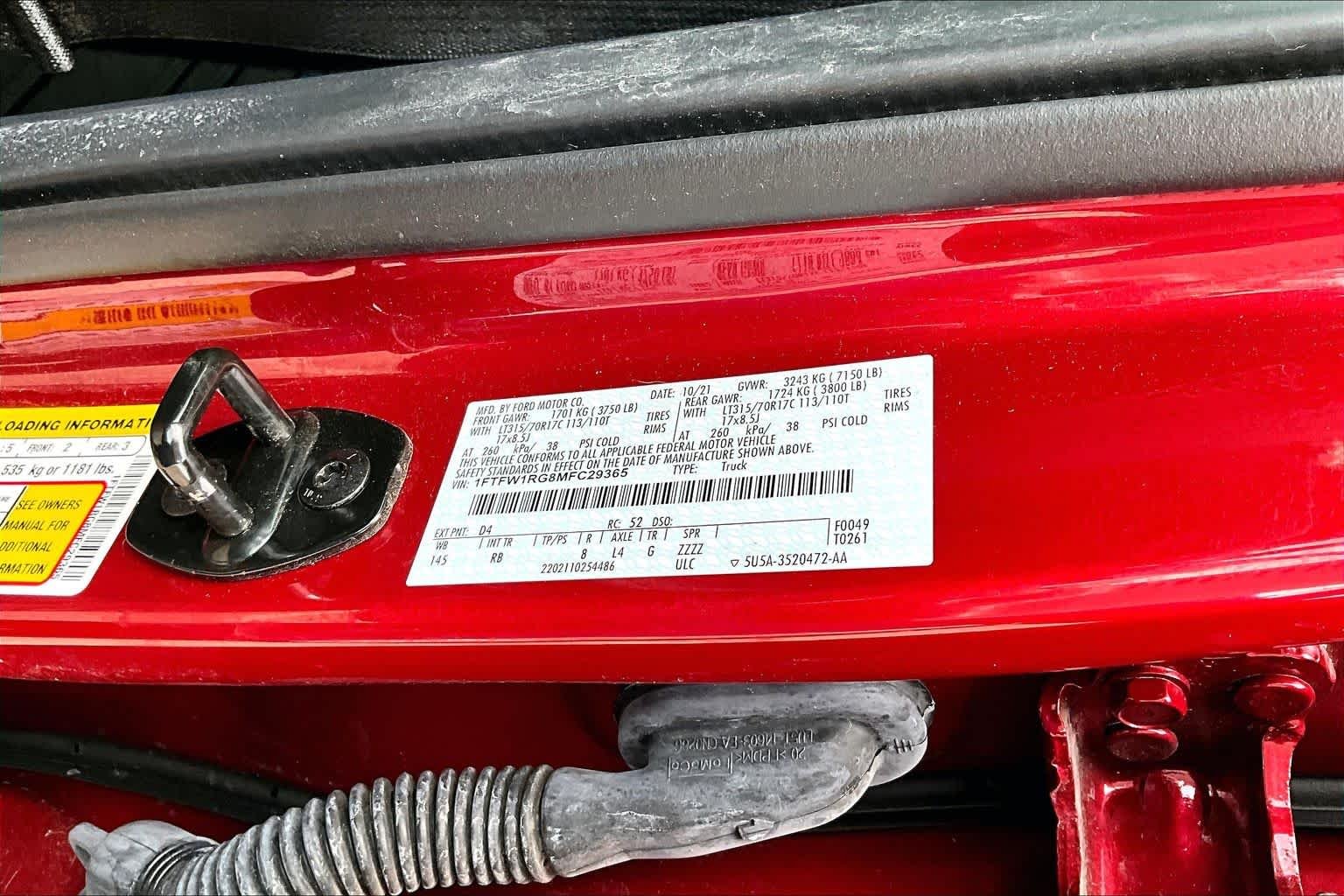 Used 2021 Rapid Red Metallic Tinted Clearcoat Ford Raptor image 34