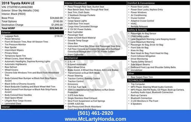 Used 2018 Silver Toyota LE image 14