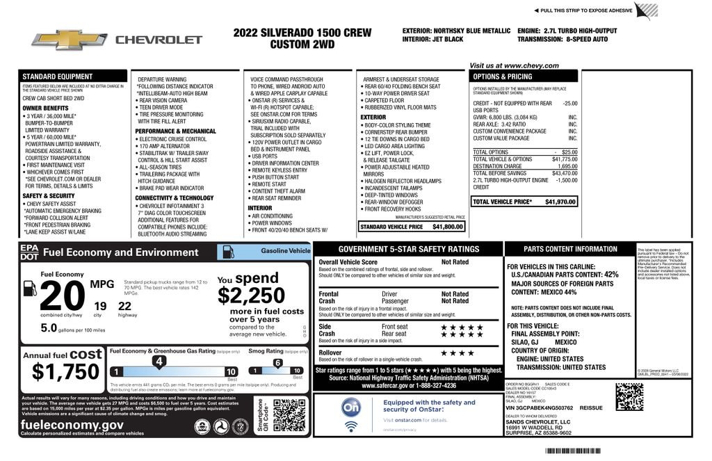 Used 2022 Blue Chevrolet Custom image 4