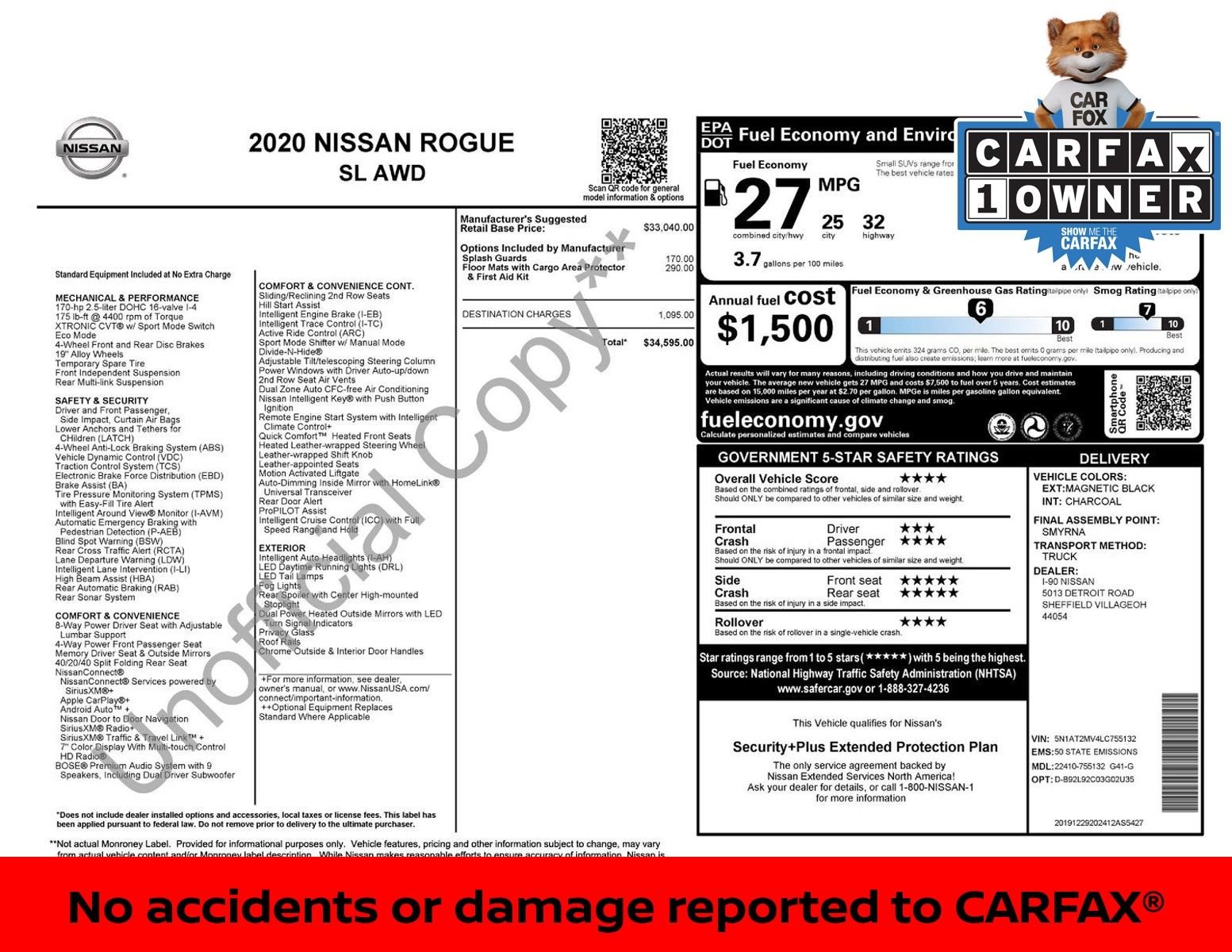Certified Used 2020 Magnetic Black Pearl Nissan SL image 3