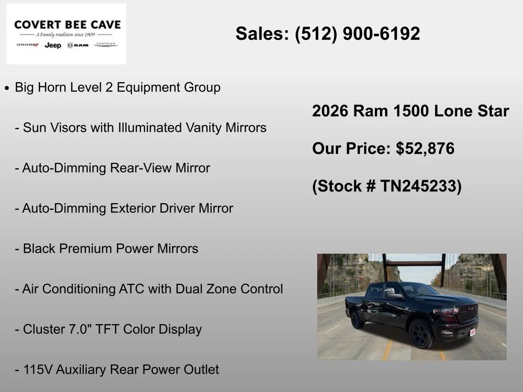 New 2026 Diamond Black Crystal Pearl-Coat Exterior Paint RAM Big Horn/Lone Star image 12