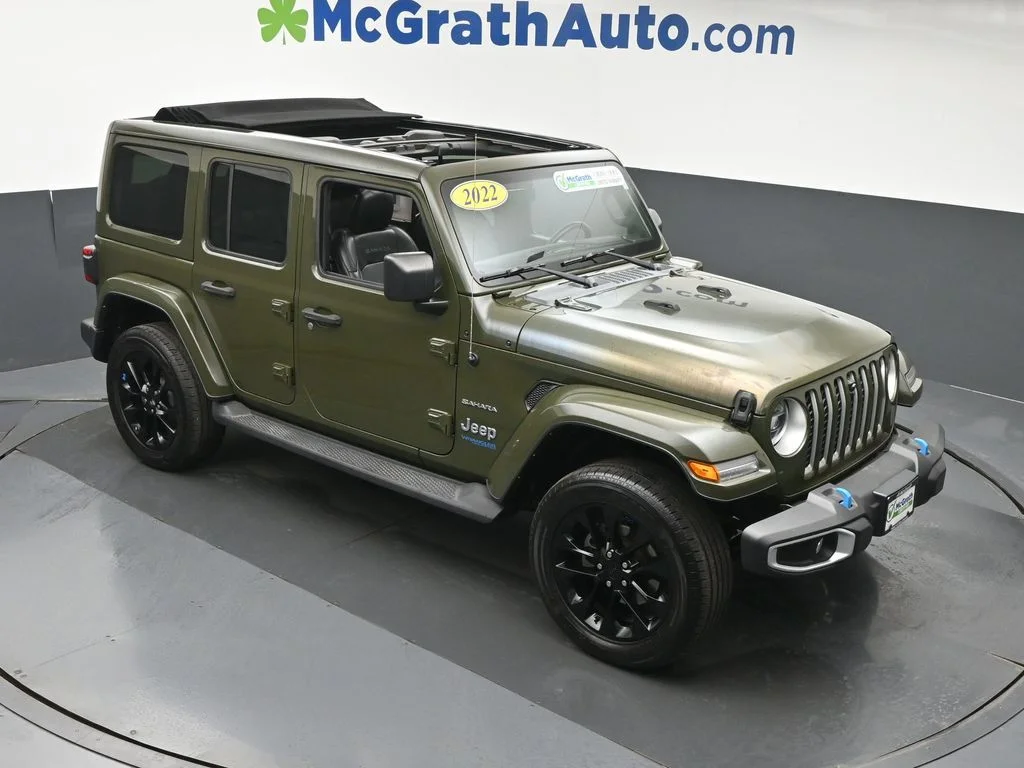 Used 2022 Green Jeep Unlimited Sahara 4xe image 4
