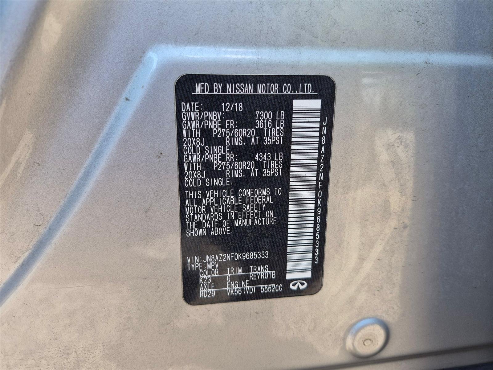 Used 2019 Liquid Platinum INFINITI LUXE image 15