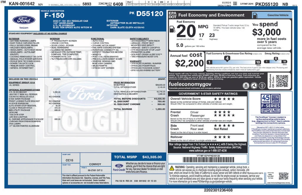 Used 2023 Ford F-150 XL with VIN 1FTMF1EP4PKD55120 for sale in Elk River, Minnesota