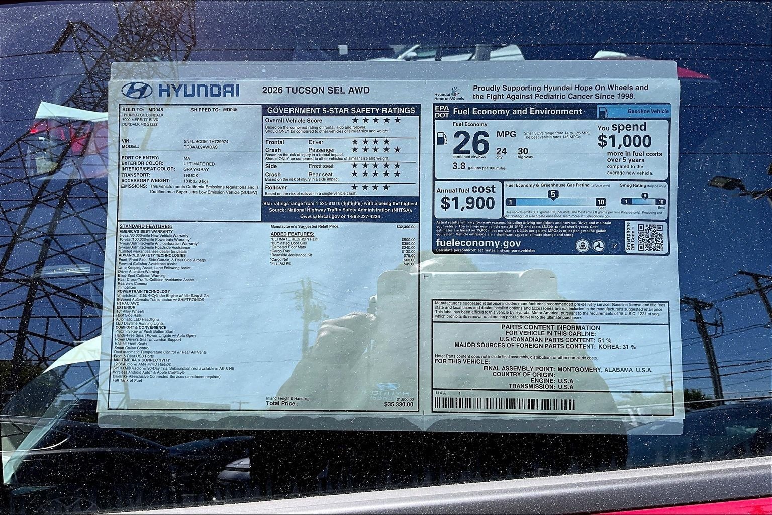 New 2026 Red Hyundai SEL AWD image 16