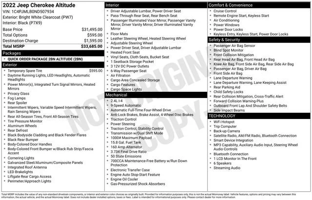 Used 2022 White Jeep Altitude 4x4 image 7