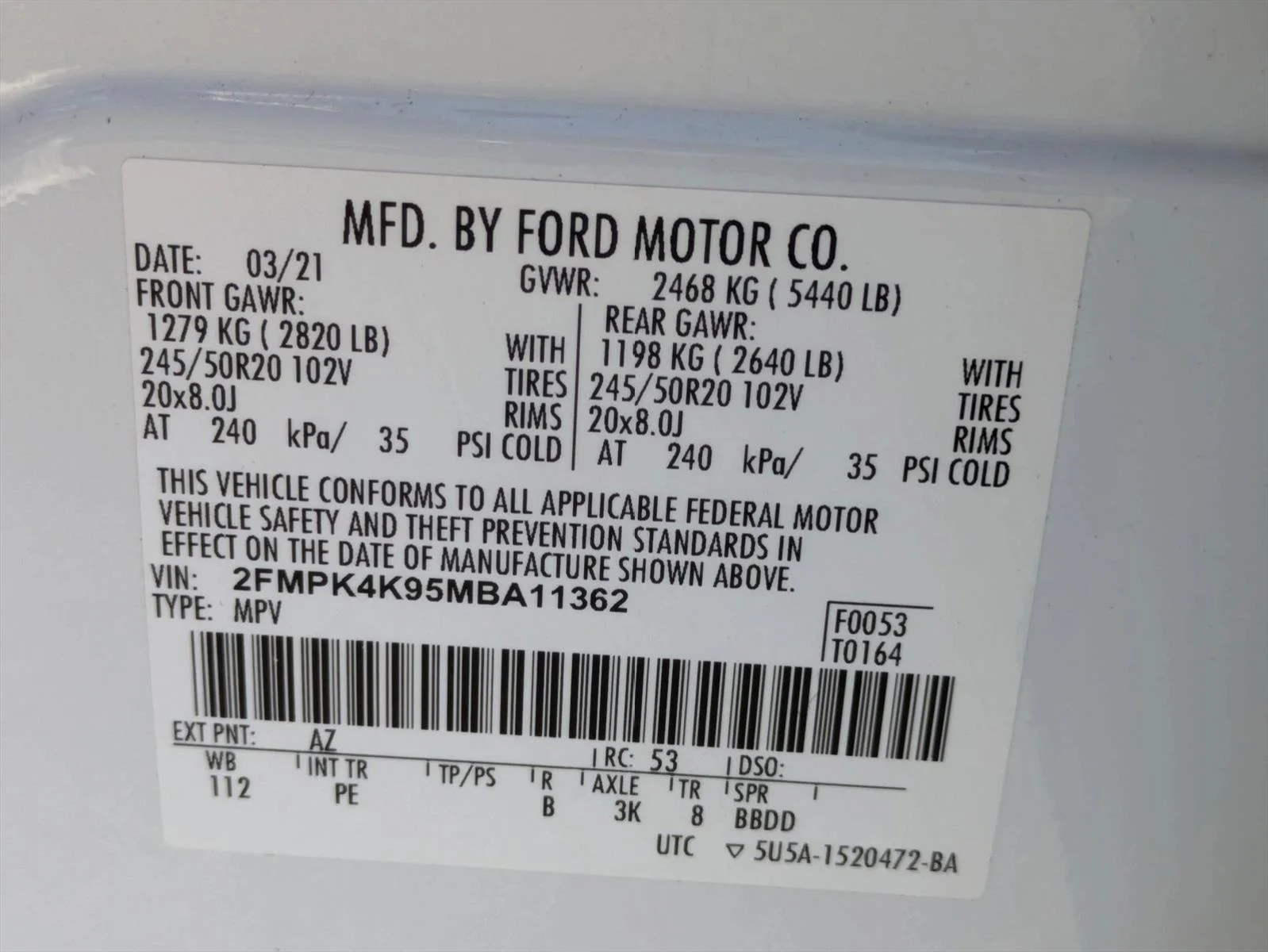 Used 2021 Star White Metallic Tri-Coat Ford Titanium image 26
