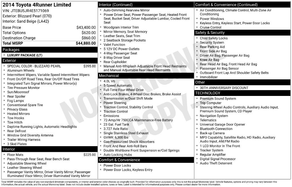 Used 2014 White Toyota Limited image 5