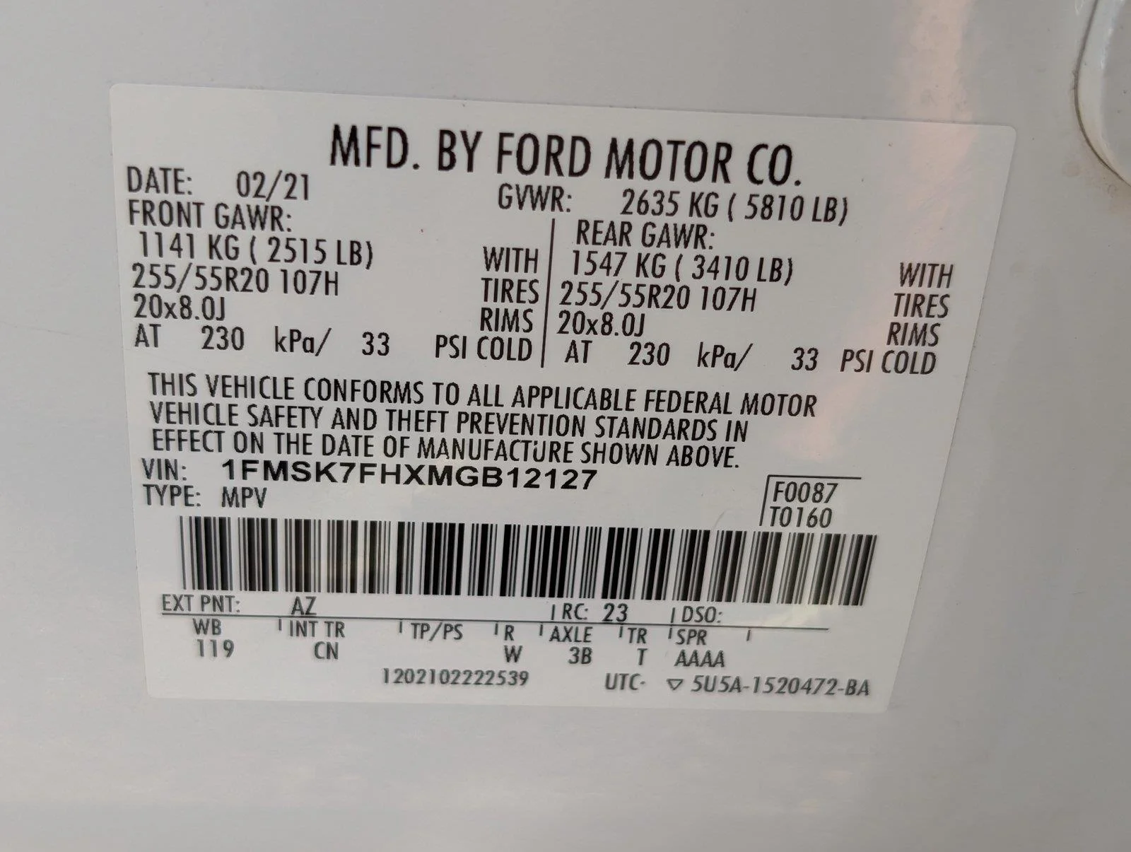 Used 2021 Star White Metallic Tri-Coat Ford Limited image 37