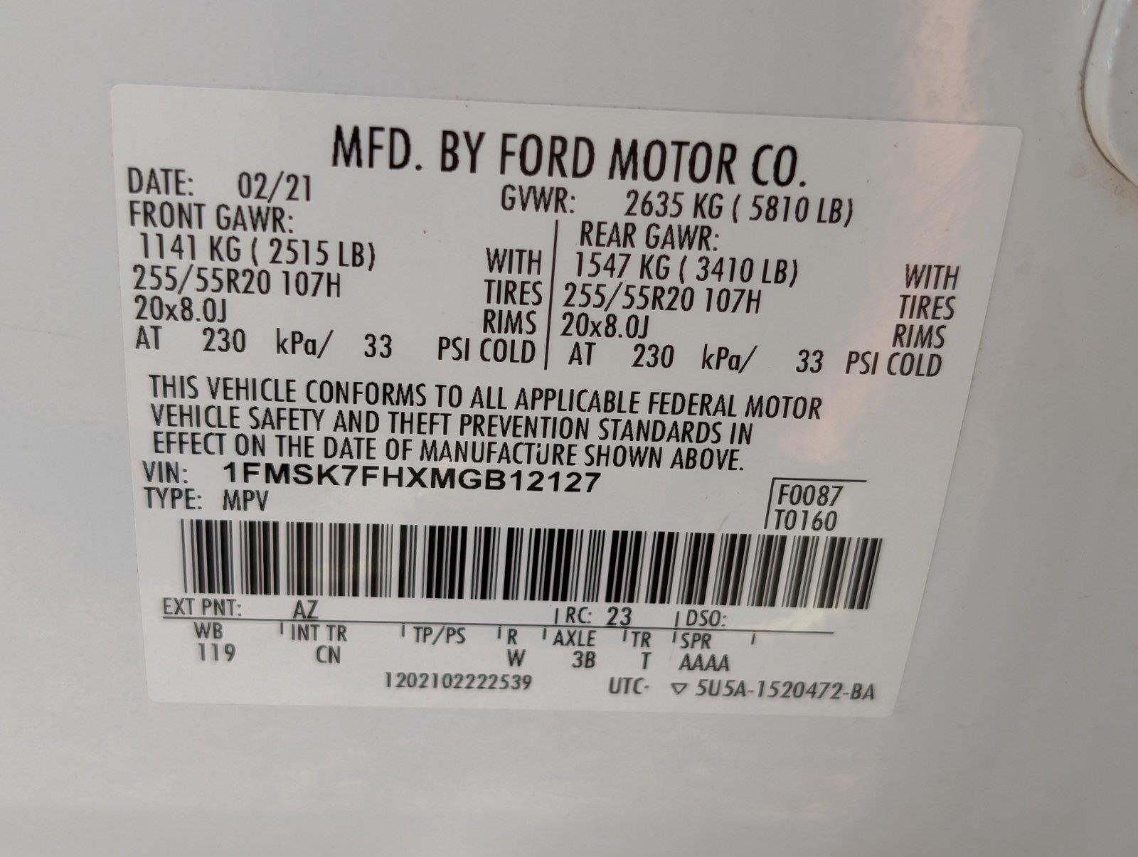 Used 2021 Star White Metallic Tri-Coat Ford Limited image 37