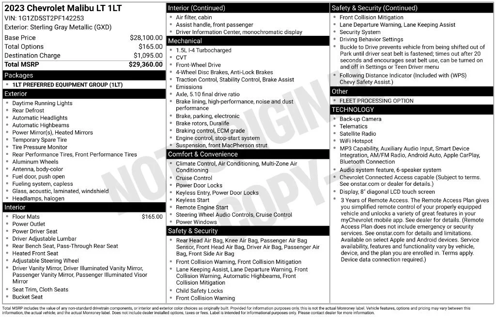 Used 2023 STERLING GRAY METALLIC Chevrolet LT image 32