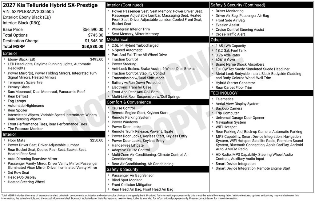 New 2027 Ebony Black Kia SX-PRESTIGE image 29