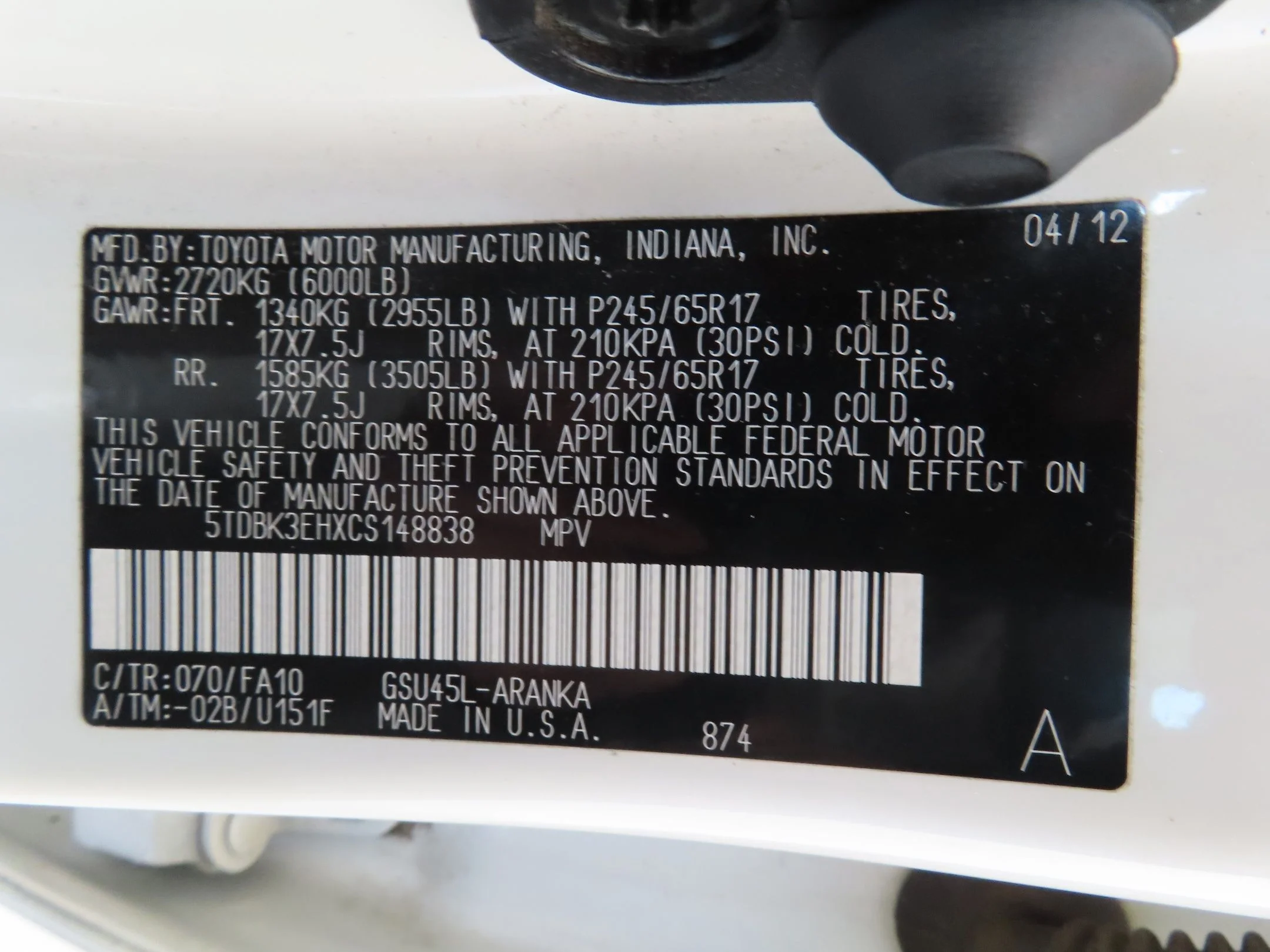 Used 2012 White Toyota Base image 28