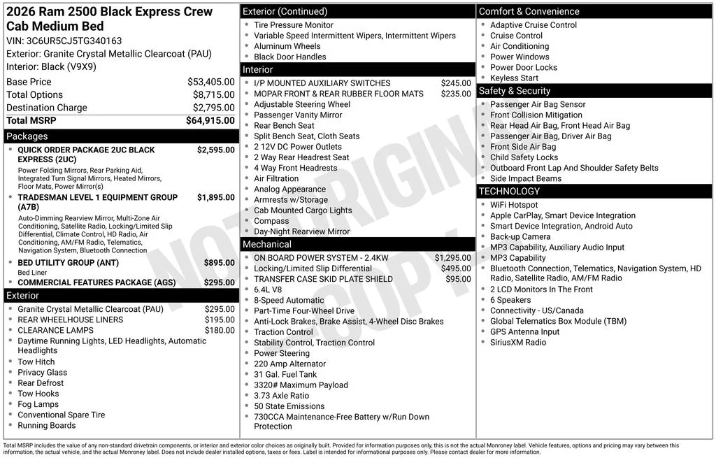 New 2026 Granite Crystal Metallic Clearcoat RAM Black Express image 12