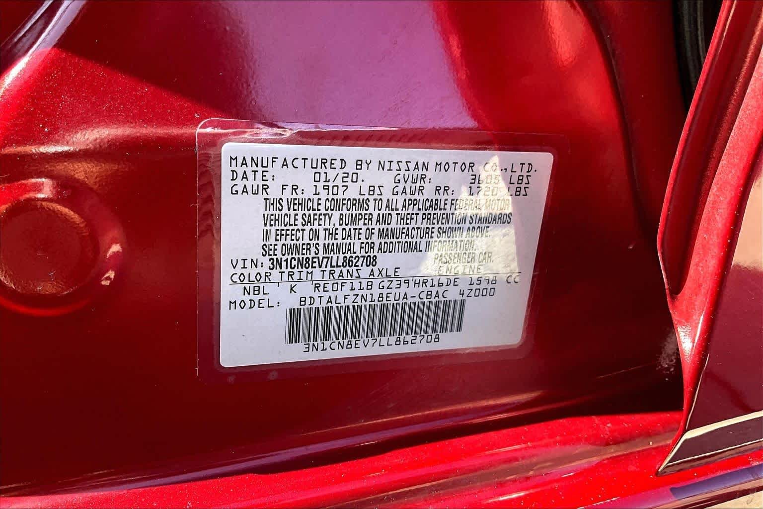Used 2020 Scarlet Ember Pearl Metallic Nissan SV image 27