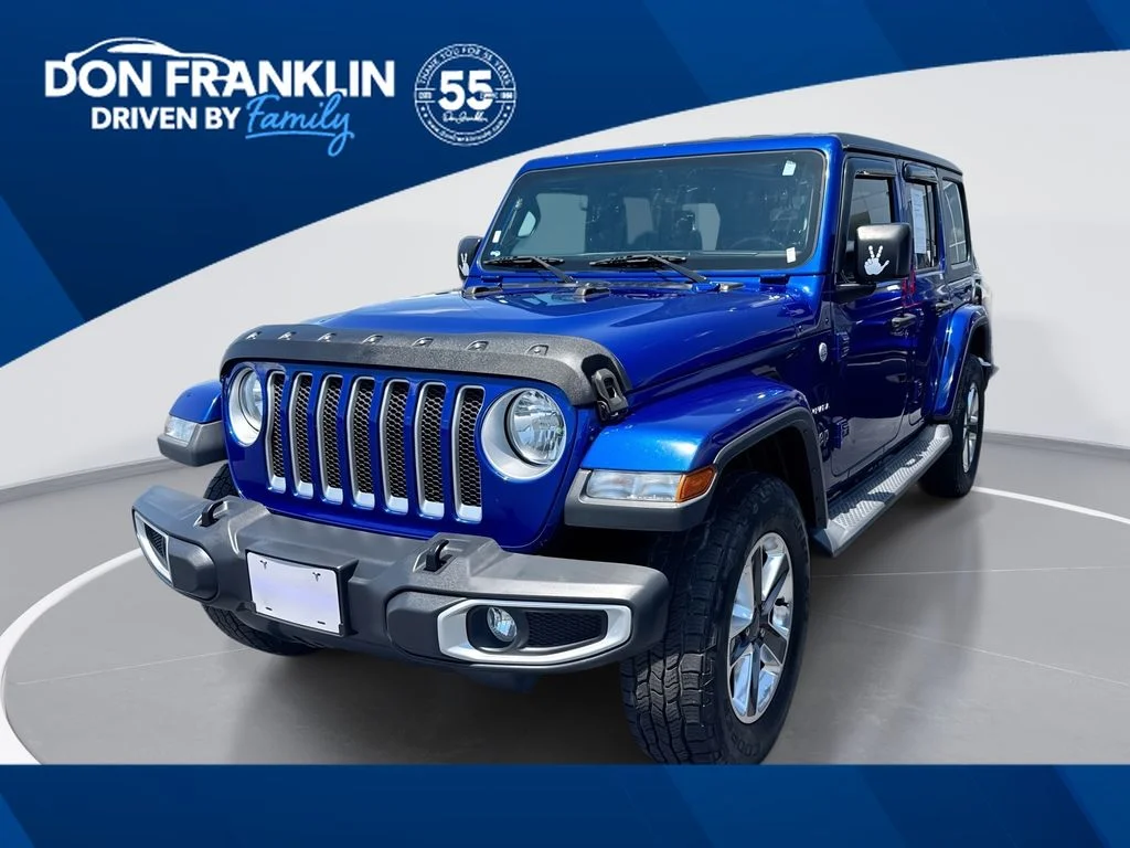 Used 2019 Blue Jeep Unlimited Sahara image 1