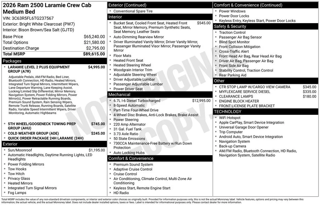 New 2026 Bright White Clear-Coat Exterior Paint RAM Laramie image 6