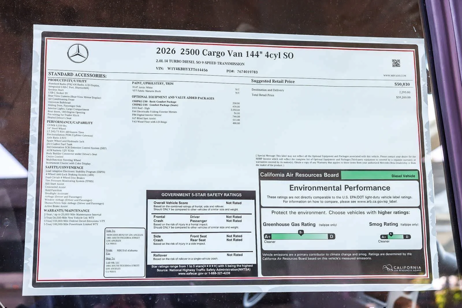 New 2026 Arctic White Mercedes-Benz Cargo 144WB High Roof RWD 2.0L I4 Diesel Turbo SO image 34