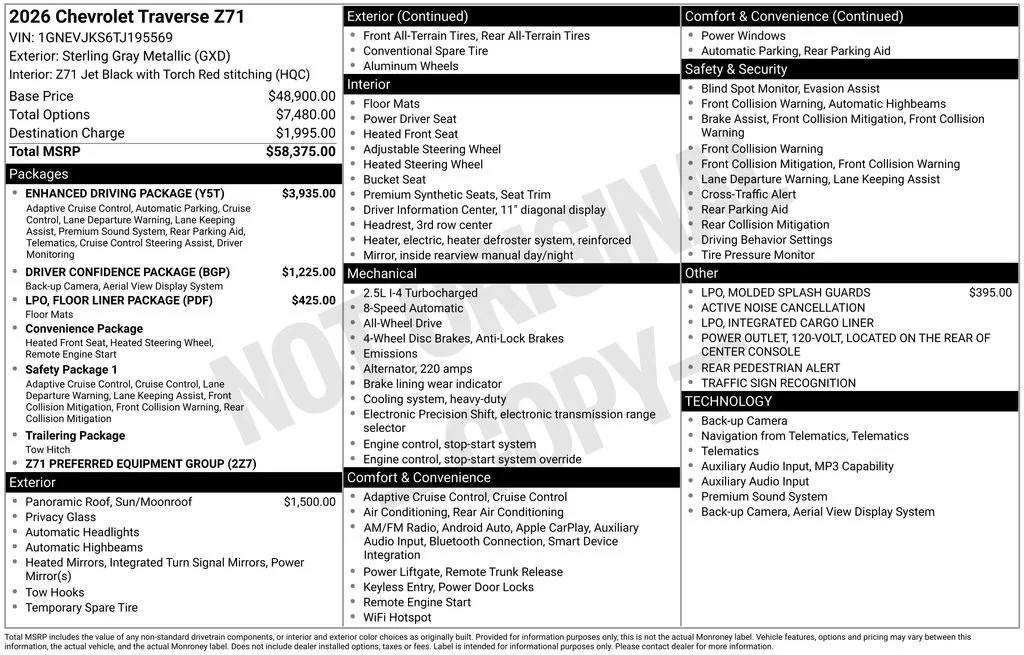 2026 Chevrolet Traverse Z71 - Photo 36