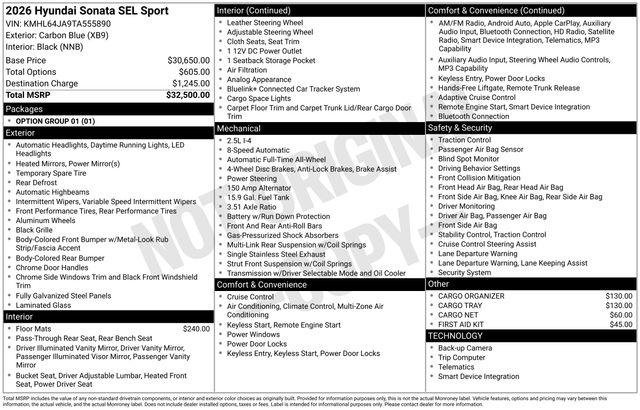 New 2026 Blue Hyundai SEL Sport image 38