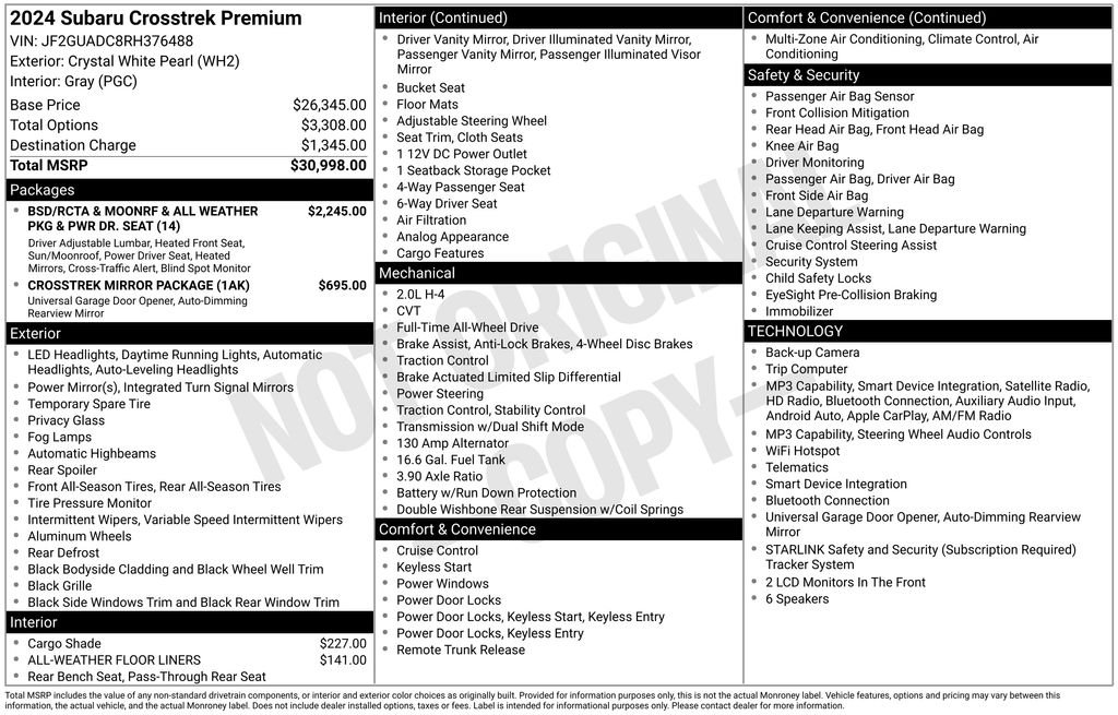 Certified Used 2024 Crystal White Pearl Subaru Premium image 5