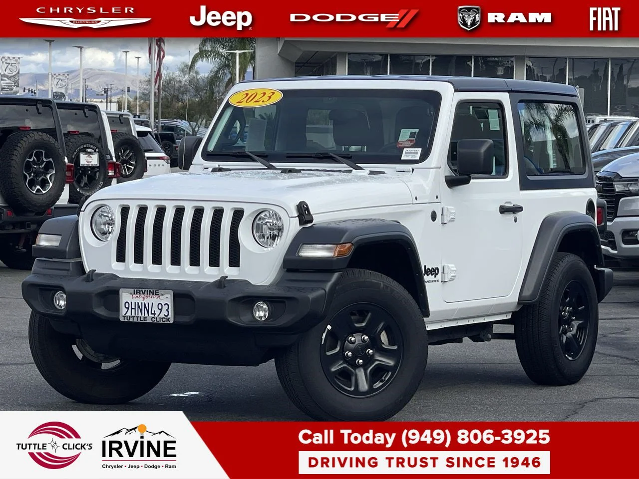 Used 2023 Bright White Clearcoat Jeep Sport image 1