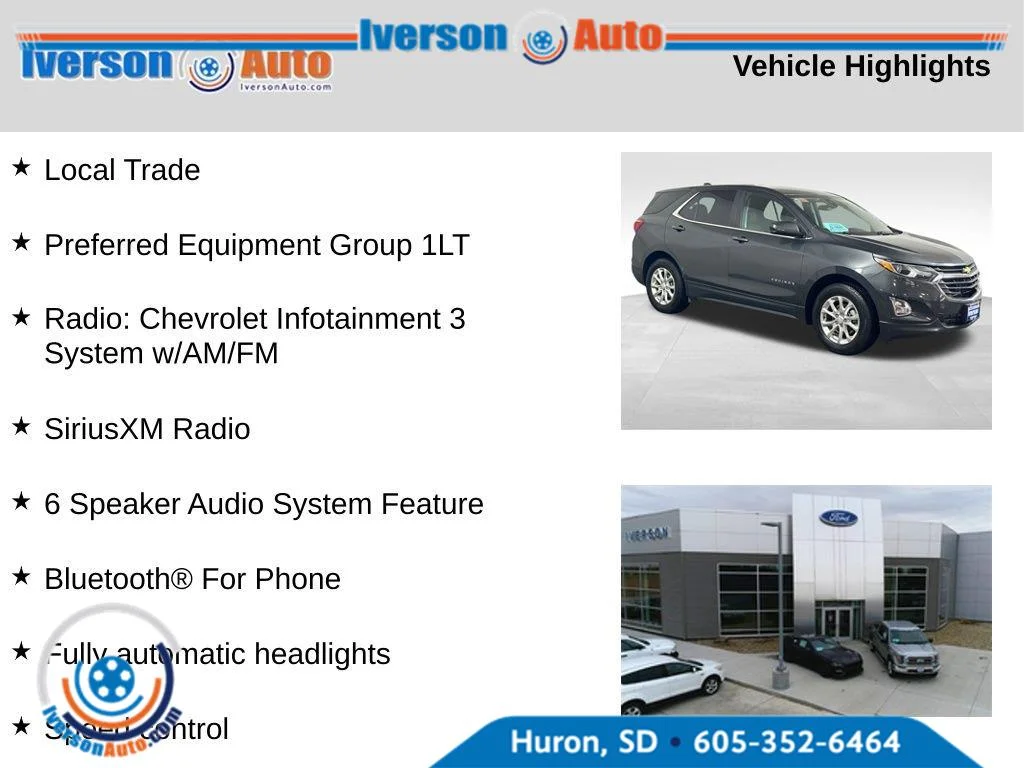 Used 2021 Chevrolet Equinox LT with VIN 2GNAXUEV4M6162262 for sale in Huron, SD