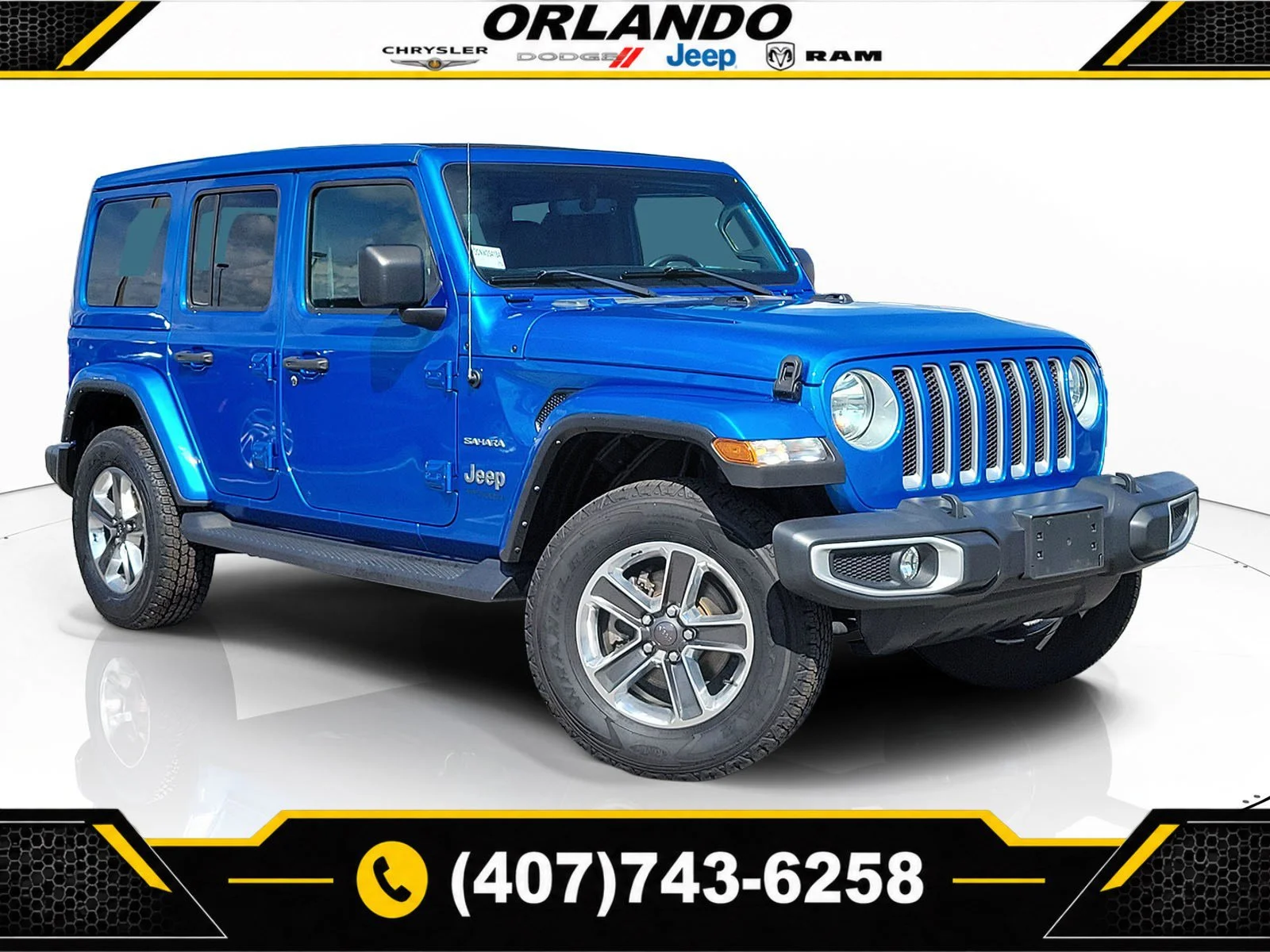 Used 2022 Hydro Blue Pearlcoat Jeep Unlimited Sahara image 1