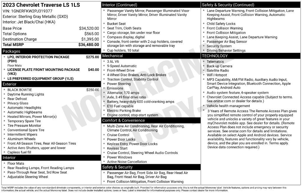 Used 2023 STERLING GRAY METALLIC Chevrolet LS image 2