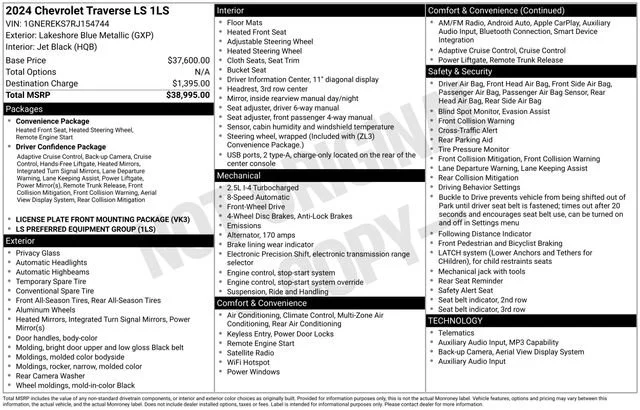 Used 2024 Lakeshore Blue Metallic Chevrolet LS image 1