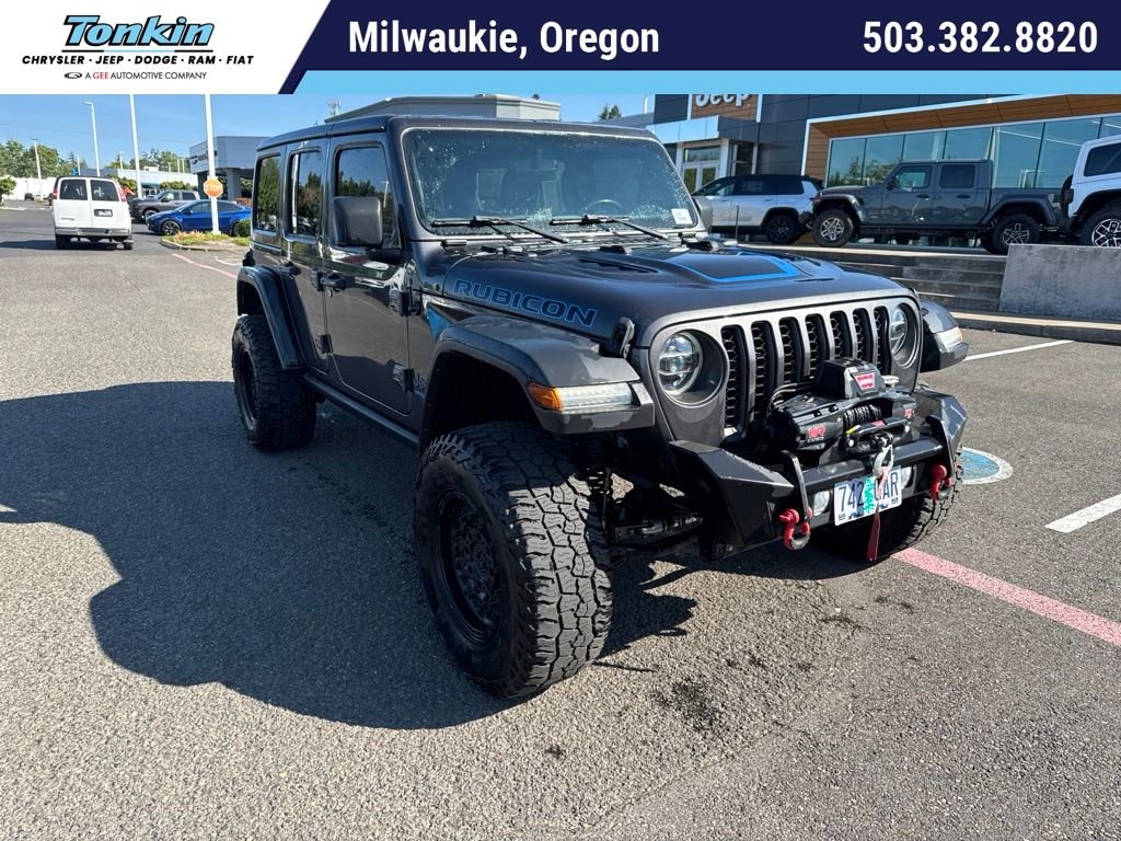 Used 2022 Gray Jeep Unlimited Rubicon 4xe image 1