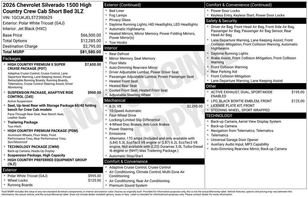 New 2026 Polar White Tricoat Chevrolet High Country image 8