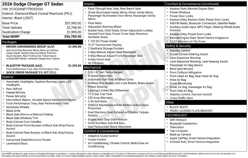 New 2026 Diamond Black Crystal Pearlcoat Dodge R/T image 21