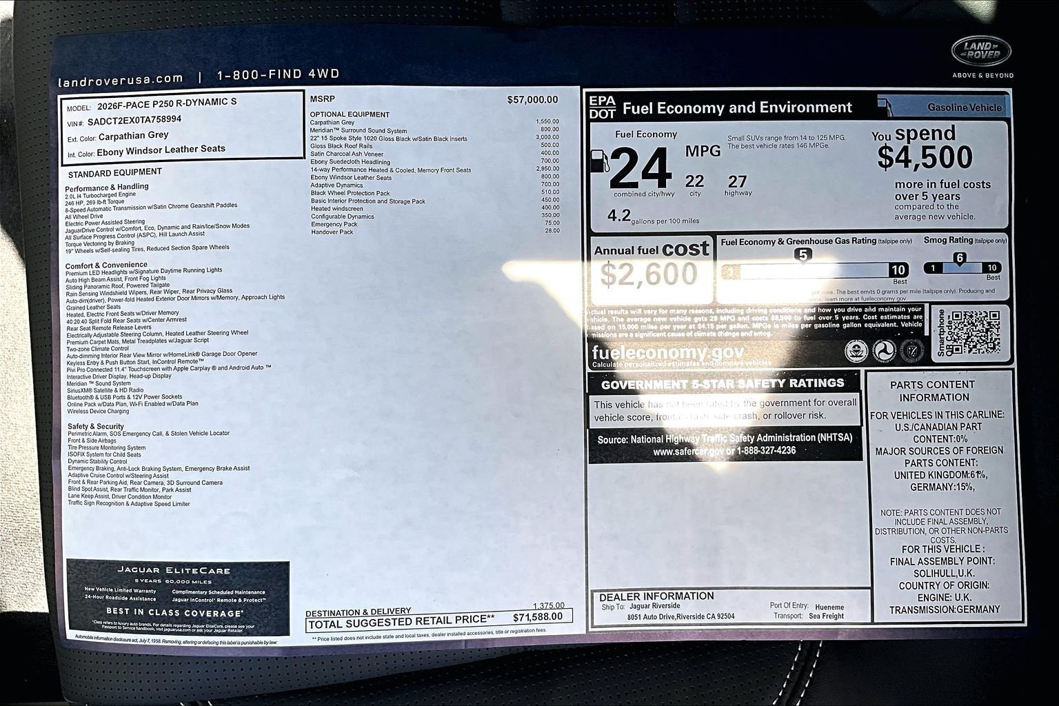 New 2026 Carpathian Grey JAGUAR P250 R-DYNAMIC S image 14