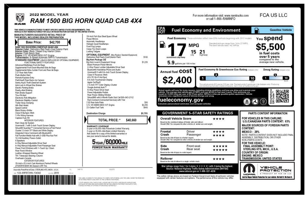 Certified Used 2022 Red Ram Big Horn/Lone Star image 4