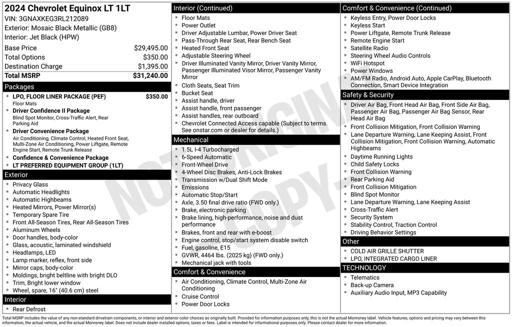 Certified Used 2024 Black Metallic Chevrolet LT image 50