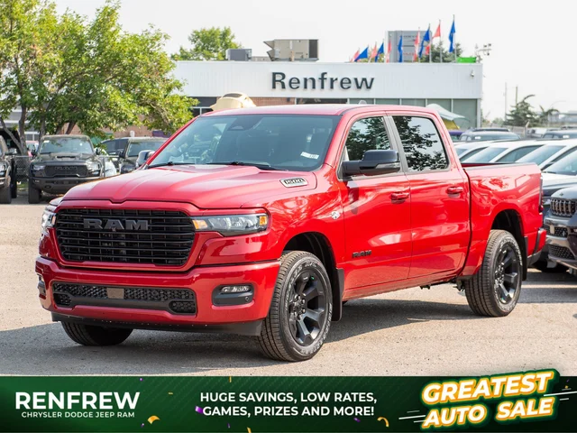 2026 RAM 1500 Sport* Crew Cab 4x4, HEMI V8, 3.92 Rear Axle, Heated Seats/Wheel
