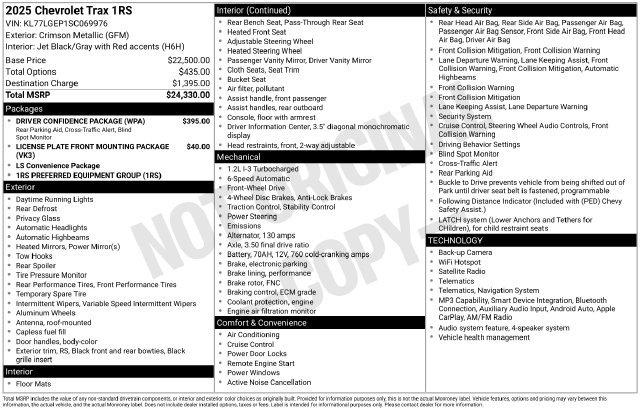 Used 2025 Red Chevrolet 1RS image 23