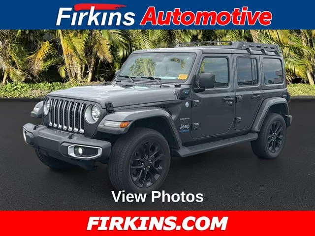 Certified Used 2021 Gray Jeep Unlimited Sahara 4xe image 1