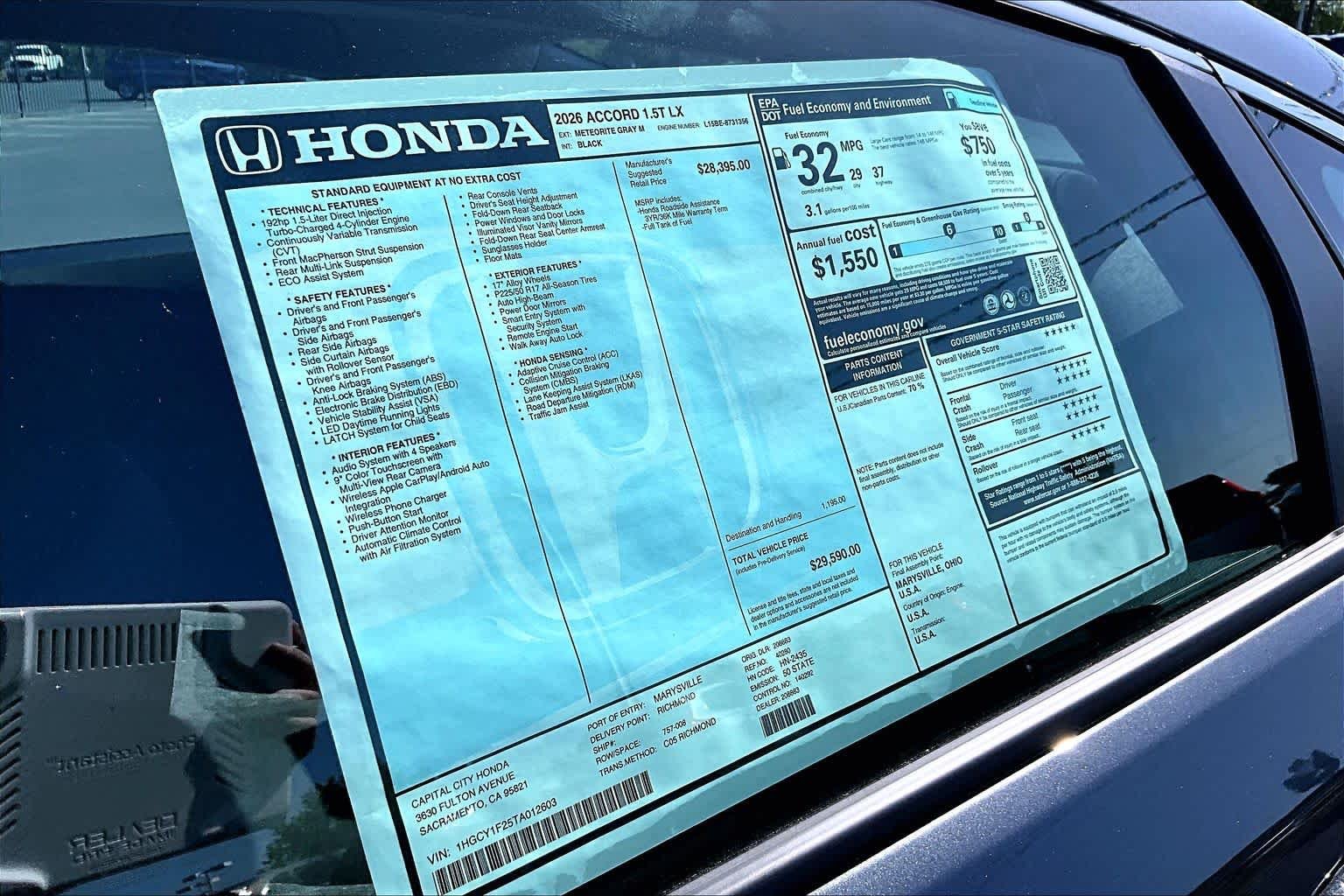 New 2026 Meteorite Gray Metallic Honda LX image 22