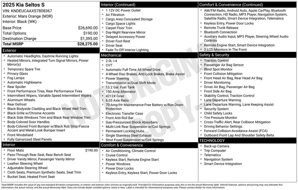 Certified Used 2025 Orange Kia S image 8