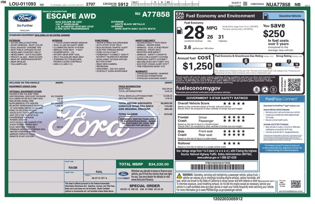 Used 2022 Black Ford SE image 36