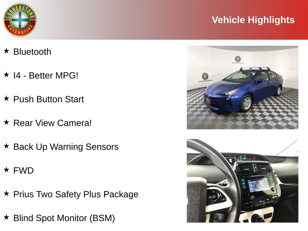 Used 2018 Toyota Prius Two with VIN JTDKBRFU5J3076184 for sale in Elk River, Minnesota