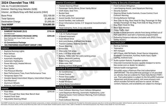 Used 2024 Sterling Gray Metallic Chevrolet 1RS image 3
