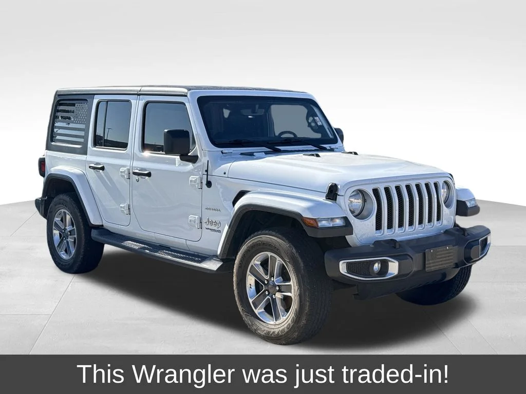 Used 2018 Bright White Clearcoat Jeep Unlimited Sahara image 1