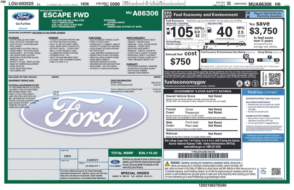 Used 2021 White Ford SEL image 41
