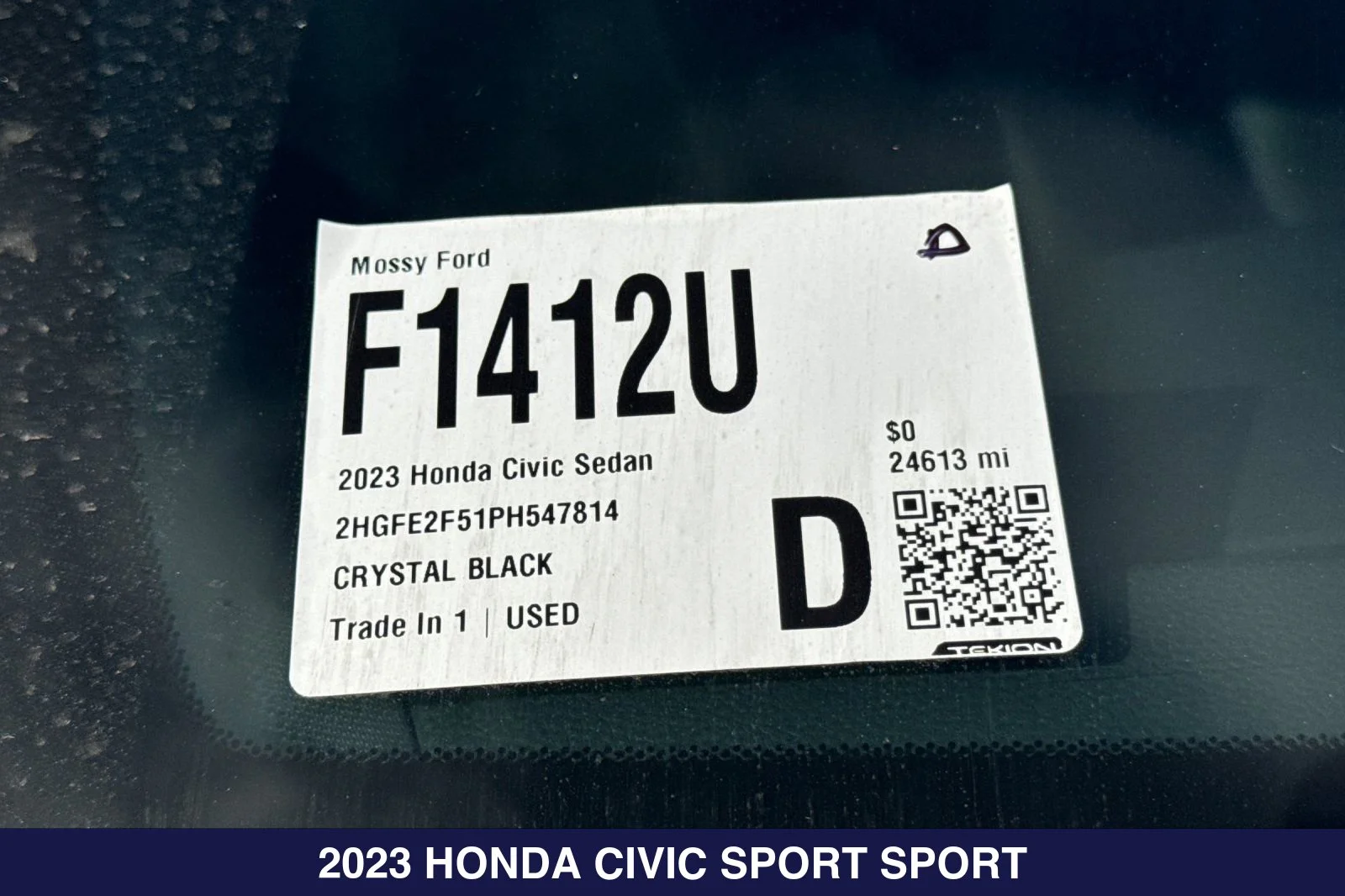 Used 2023 Crystal Black Pearl Honda Sport Certified Pre-Owned image 2