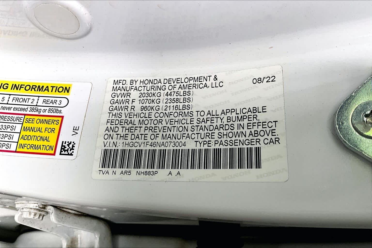 Used 2022 Platinum White Pearl Honda Sport SE image 31